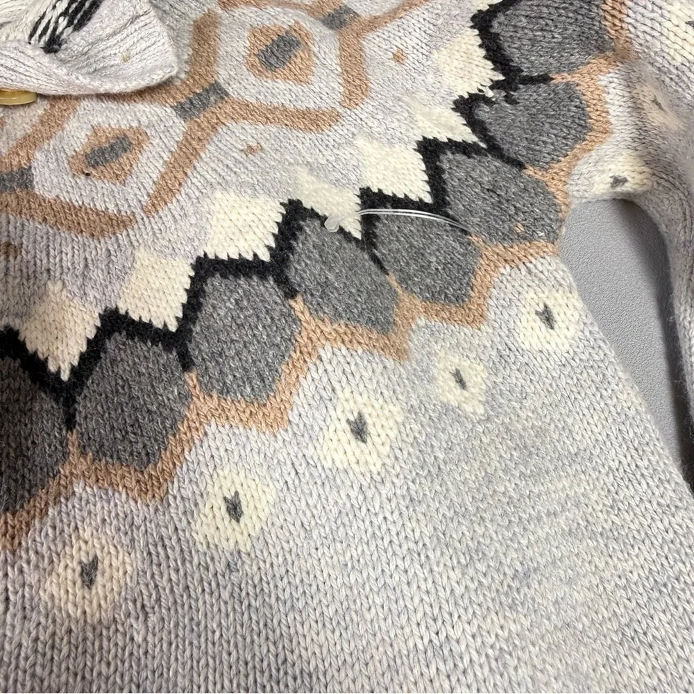 SUNDANCE Gray Cotton Merino Wool Blend Fair Isle Pattern Sample Sweater